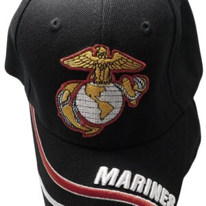 Trade Winds Marines USMC EGA Emblem Insignia Marine Corps Swirl Black Acrylic Adjustable Embroidered Baseball Hat Cap - Officially Licensed