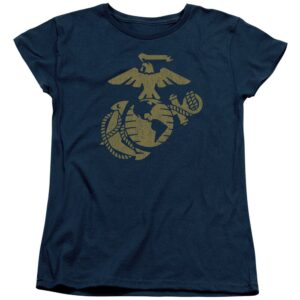 trevco us marine corps gold emblem women's t shirt, large