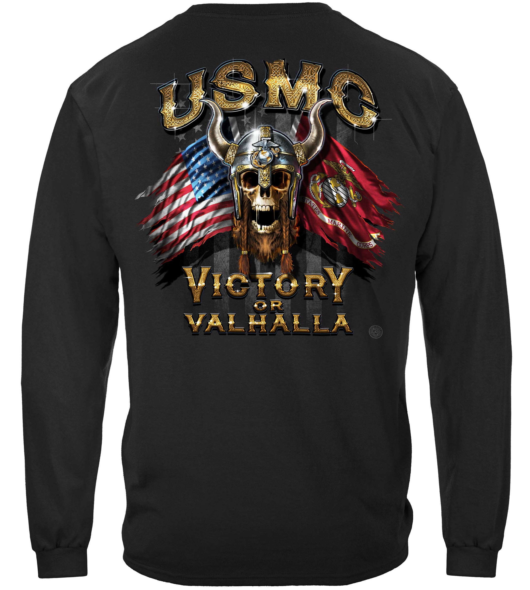 Erazor Bits US Marines US Marine Corps T Shirt - Marine Corps Tee Long Sleeve Shirts -Black X-Large