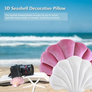 Gerlisay 3D Shell Pillow Blue Sea Princess Seashell Decorative Pillows, Soft Velvet Insert Included Cushion for Sofa Bed Couch Chair Home Living Room Bedroom Office Decor 16.9 * 12.99''