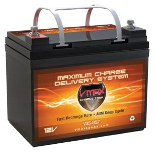 vmaxtanks v35-857 12 volt 35ah agm marine deep cycle battery for watersnake fwtcs30th-30 tracer transom mount trolling motor with 30-pound thrust (12v 35ah, group u1, 7.7"x 5"x 6.1")