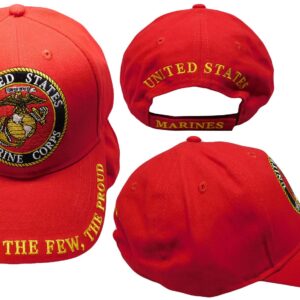 United States Marine Corps The Few The Proud Red Adjustable Embroidered Cotton Hat Cap - Officially Licensed