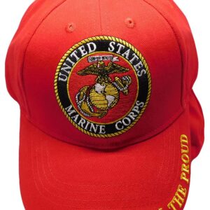 United States Marine Corps The Few The Proud Red Adjustable Embroidered Cotton Hat Cap - Officially Licensed