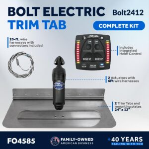 Bennett Bolt Electric Trim Tab System 24" x 12", Includes Integrated Helm Control, Actuators, Wires Harnesses and Mounting Hardware, Complete Kit BOLT2412, 12V DC - FO4585