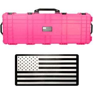 Eylar USA Flag Roller Rifle Hard Case with Foam, Waterproof & Crushproof, Two Rifles Or Multiple Guns TSA Standards (Pink, 44" Standard)