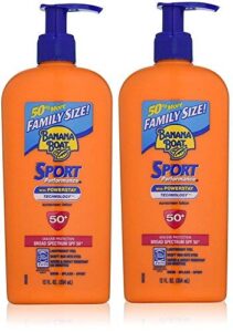 banana boat sunscreen sport family size broad spectrum sun care sunscreen lotion - spf 50, 12 ounce (pack of 2)