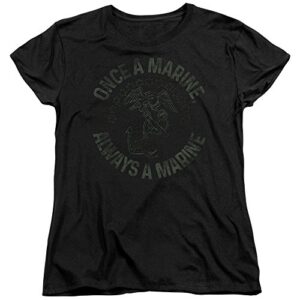 Trevco Us Marine Corps Always A Marine Women's T Shirt, 2X-Large Black