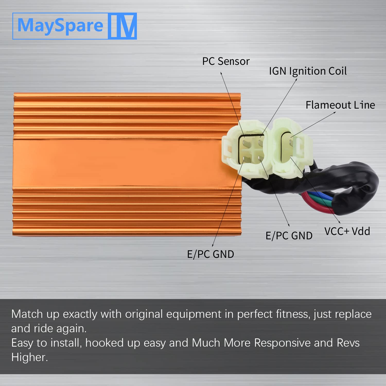 MaySpare 6 Pins DC CDI Box Variable Timing Performance For GY6 4-Stork Engine 125cc 150cc 250cc No Rev Limit