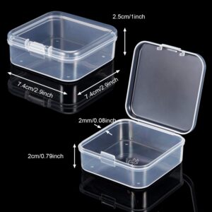 SATINIOR 24 Packs Small Clear Plastic Beads Storage Containers Box with Hinged Lid for Storage of Small Items, Crafts, Jewelry, Hardware(2.9 x 2.9 x 1 Inches)