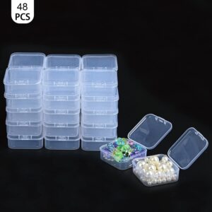 Pure Future 48 Pieces Small Plastic Bead Storage Containers and Organizer Boxes with Hinged Lid, Clear Craft Supply Box for DIY Art Craft Accessor (1.7 x 1.7 x 0.8 inch)