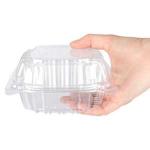 Stock Your Home Plastic 5 x 5 Inch Clamshell Takeout Trays (100 Pack) - Dessert Containers - Plastic Hinged Food Container - Disposable Plastic to Go Boxes for Salads, Pasta, Sandwiches