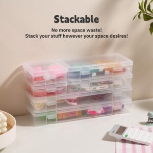 novelinks Stackable Plastic Clear Storage Box Containers with Latching Lid - Art Craft Supply Organizer Storage Containers for Pencil Box, Lego, Crayon, Beads, Jewelry (18 Pack Small -Clear)