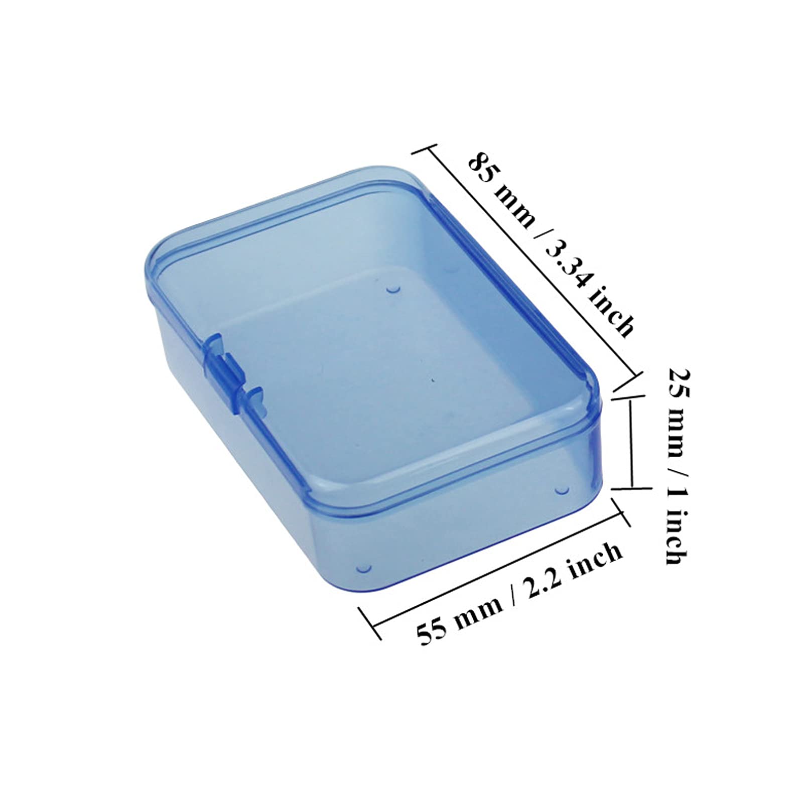 Goodma 12 Pieces Mini Rectangular Plastic Boxes Empty Storage Organizer Containers with Hinged Lids for Small Items and Other Craft Projects (Blue, 3.3 x 2.2 x 1 inch)