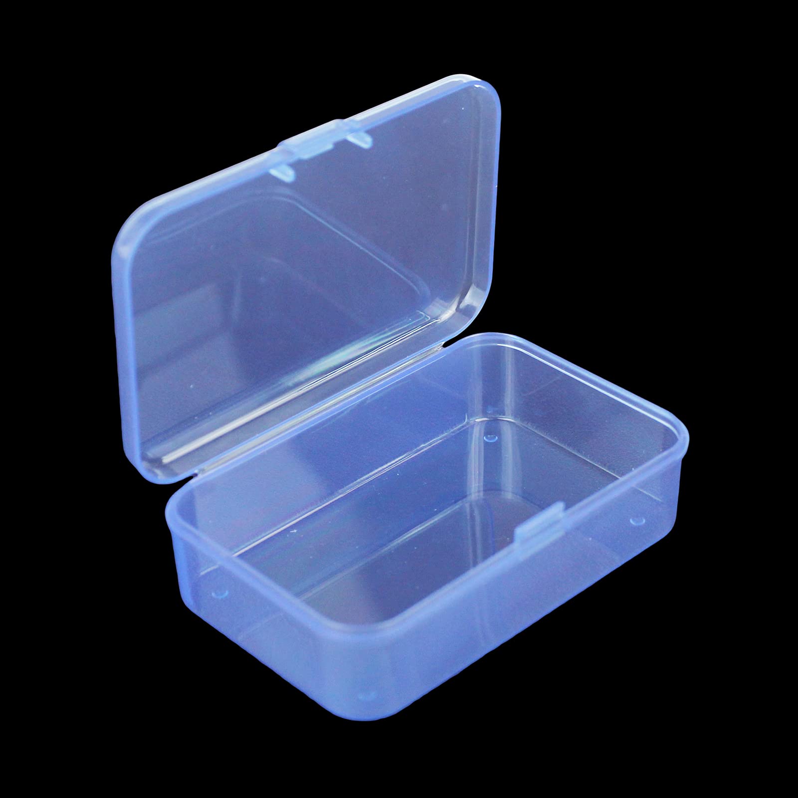 Goodma 12 Pieces Mini Rectangular Plastic Boxes Empty Storage Organizer Containers with Hinged Lids for Small Items and Other Craft Projects (Blue, 3.3 x 2.2 x 1 inch)