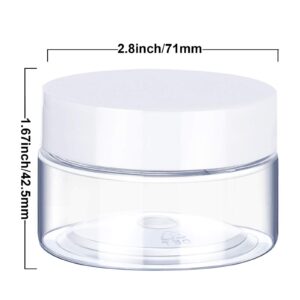 6 Pack 4 oz Plastic Pot Jars Round Clear Leak Proof Plastic Cosmetic Container Jars with White Lids for Travel Storage Make Up, Eye Shadow, Nails, Powder, Paint, Jewelry(4 oz)