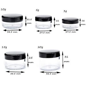 ZEJIA 10 Gram Sample Containers, 20 Count Cosmetic Containers with Lids, Refillable Empty Sample Jars, Small Plastic Containers with Lids (Black)