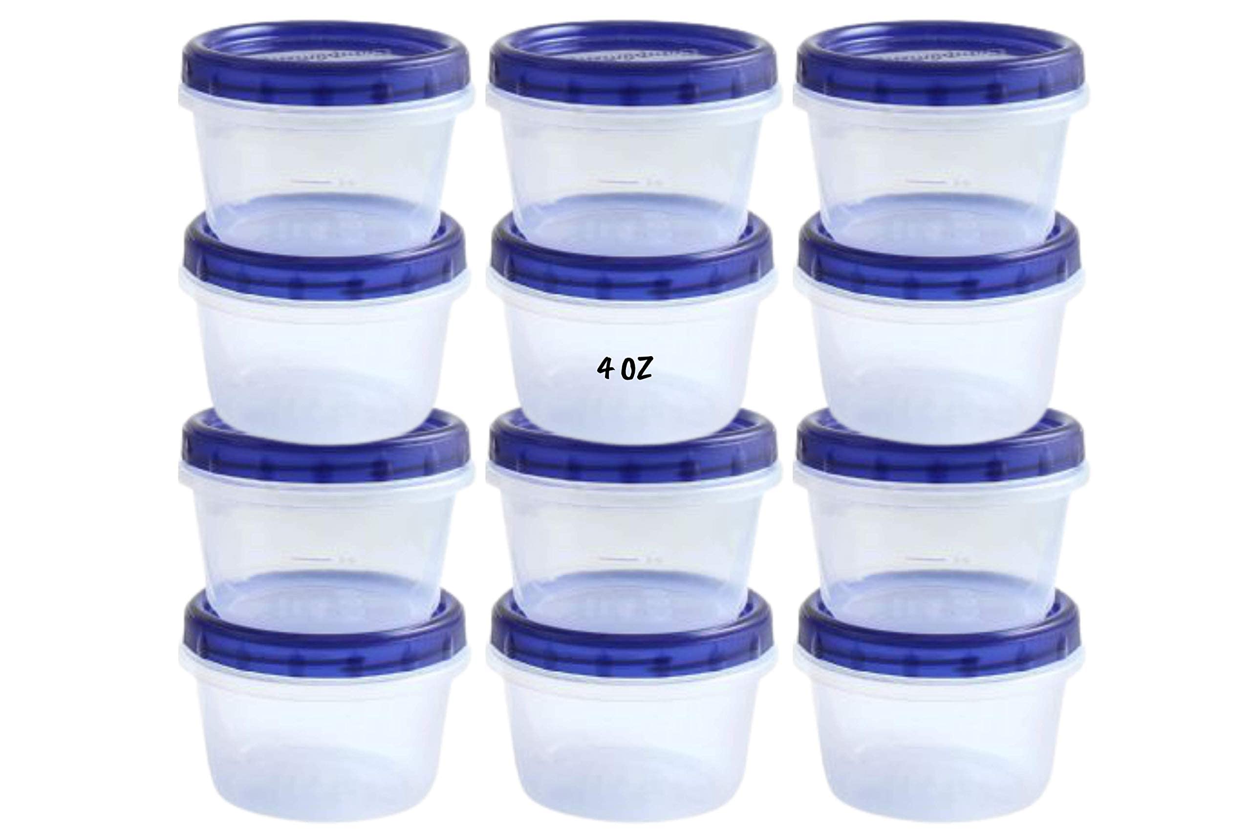 HomeyGear 12 Pack Small Twist Top Food Storage Deli Containers Leak-Proof Airtight Storage Canisters with Screw & Seal Lids BPA-Free Stackable Reusable Kitchen Essentials Snack 4-Ounce