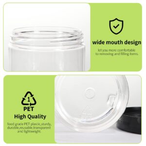 STARSIDE 40 Pack 180ml 6 oz Empty Clear Plastic Jars with Black Lids, Refillable Round Containers for Slime,Beauty Products, powder, Cream, Scrubs, Cookie,Dried Fruit. Include 1 Pen and 80 Labels.