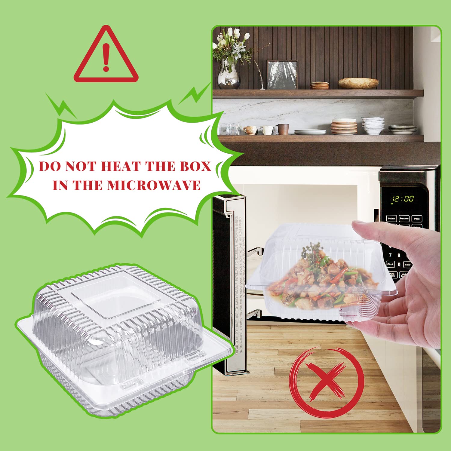 HIQQUGU 50 PCS Plastic Hinged Take Out Containers Clamshell Take Out Tray, Clear Plastic Take out Containers, for Sandwiches, Salads, Hamburger (5x4.7x2.8 in).