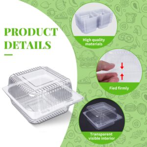 HIQQUGU 50 PCS Plastic Hinged Take Out Containers Clamshell Take Out Tray, Clear Plastic Take out Containers, for Sandwiches, Salads, Hamburger (5x4.7x2.8 in).