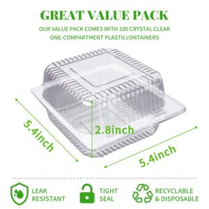 HIQQUGU 50 PCS Plastic Hinged Take Out Containers Clamshell Take Out Tray, Clear Plastic Take out Containers, for Sandwiches, Salads, Hamburger (5x4.7x2.8 in).