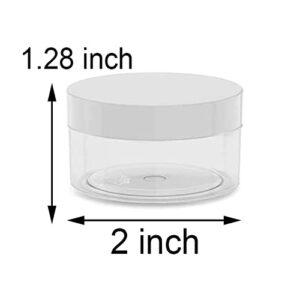 20 Pcs 1 Ounce Plastic Jars Containers Round Screw Lids Cosmetic Jars Leak Proof Clear Containers for Cosmetic, Salves, Balms, Lip Balm or Others, White Lids