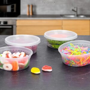 EDI [8 OZ, 25 Sets] Plastic Deli Food Storage Containers with Airtight Lids | Microwave-, Freezer-, Dishwasher-Safe | BPA Free | Heavy-Duty | Meal Prep | Leakproof | Recyclable