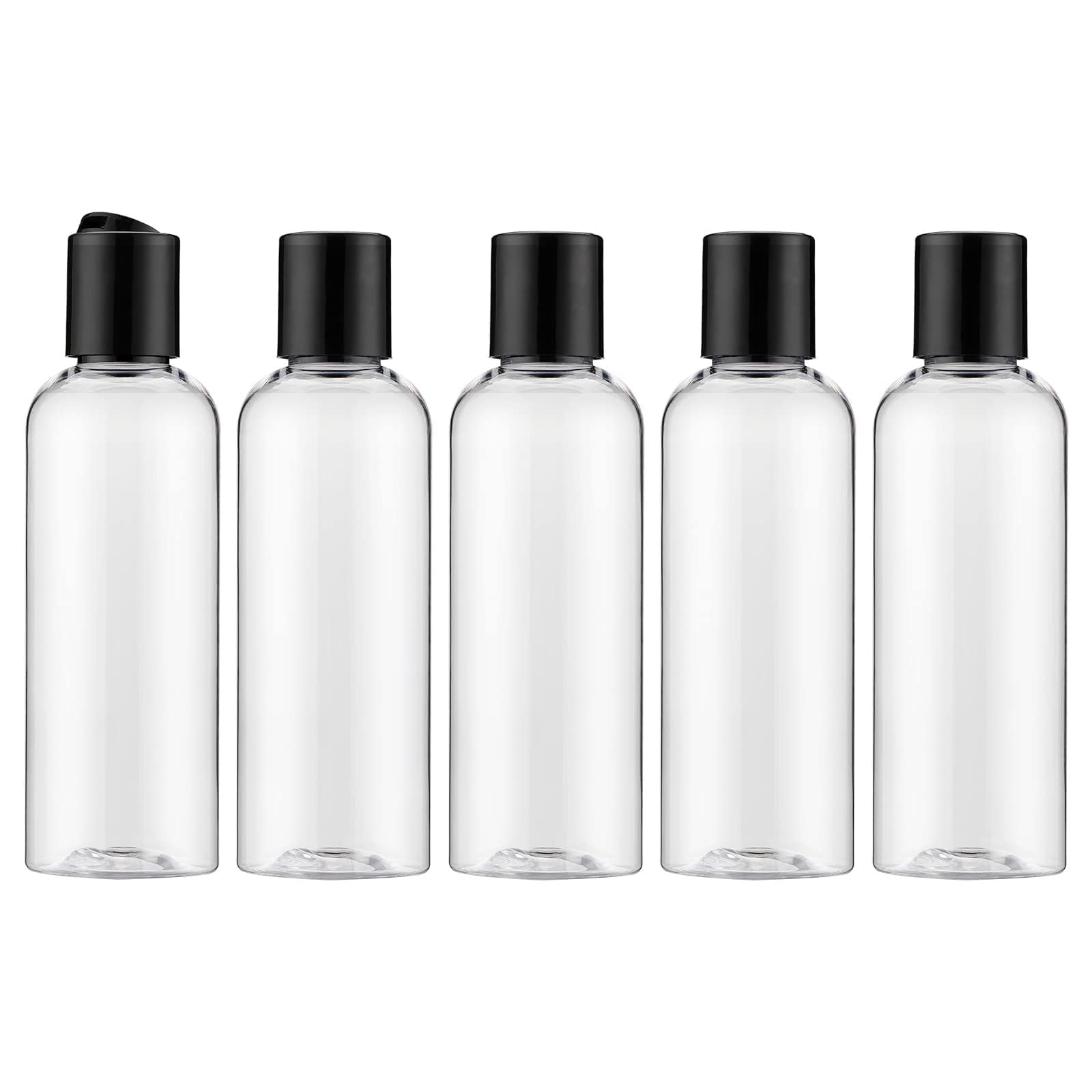 owlyee 3.4 oz Travel Bottles for Toiletries, Empty Travel Size Containers Tsa Approved, 5PCS Small Plastic Shampoo Bottles with Labels (100ml, Clear)