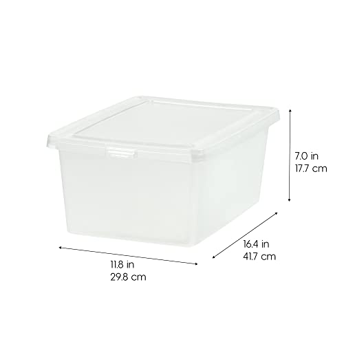 IRIS USA 17 Qt Clear Storage Box, BPA-Free Plastic Stackable Bin with Lid, 12 Pack, Containers to Organize Shoes and Closet Shelves, Classroom Organization Teacher Tools, Game Storage