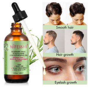 Rosemary Oil, 100% Pure Natural Rosemary Oil for Hair Growth, Treatment For Damaged Hair & Dry Skin, Cold Pressed Oil For Hair Growth, Eyebrows,Eyelashes, Nails and Skin(60ml)