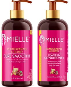 mielle organics pomegranate & honey leave-in conditioner + honey curl smoothie bundle