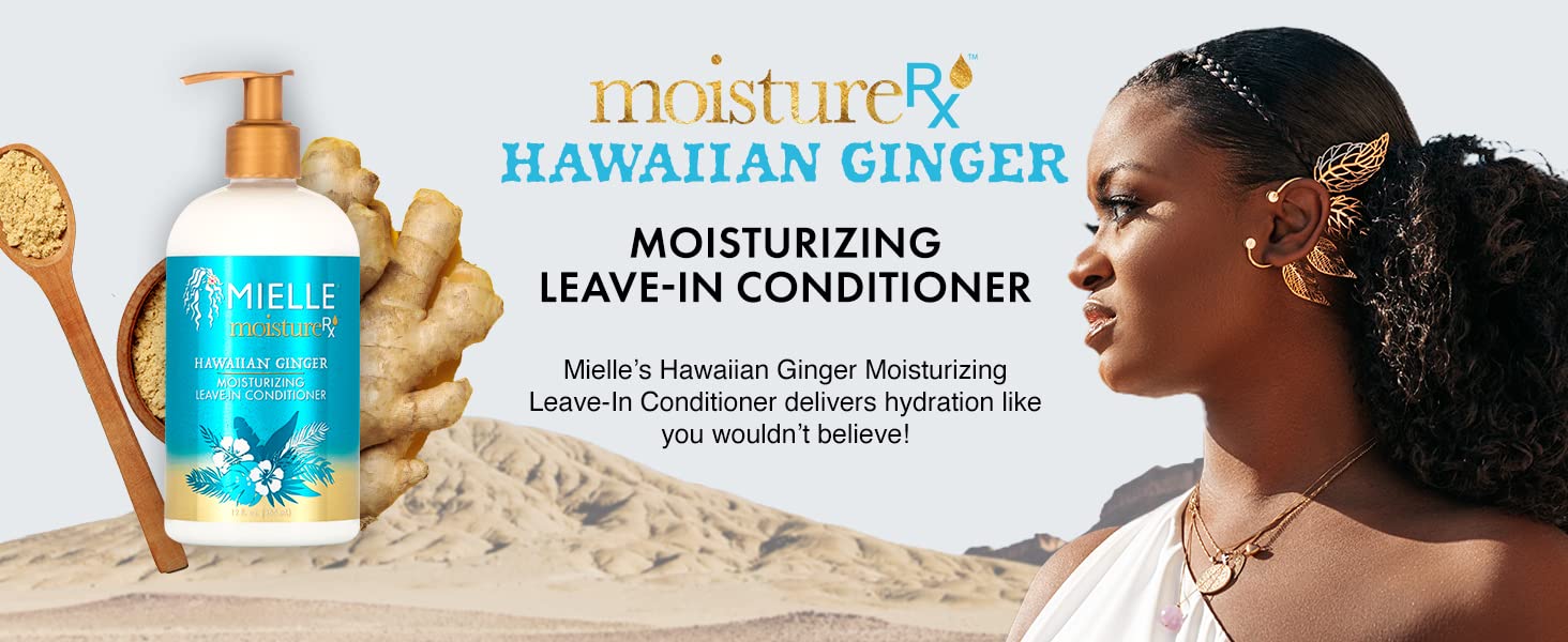 Mielle Organics Moisture Rx Hawaiian Ginger Moisturizing Leave-In Conditioner, 12 Ounces