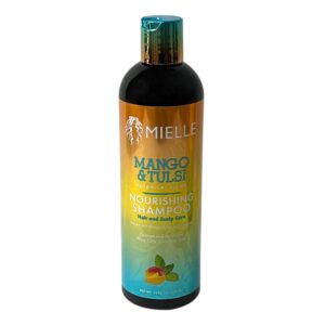 Mielle Mango & Tulsi Nourishing Botanical Blend Infused with Mango Butter & Tulsi Leaves Scalp Care & Stronger Looking Curly Hair Types Styling Bundle Set 5 PCS