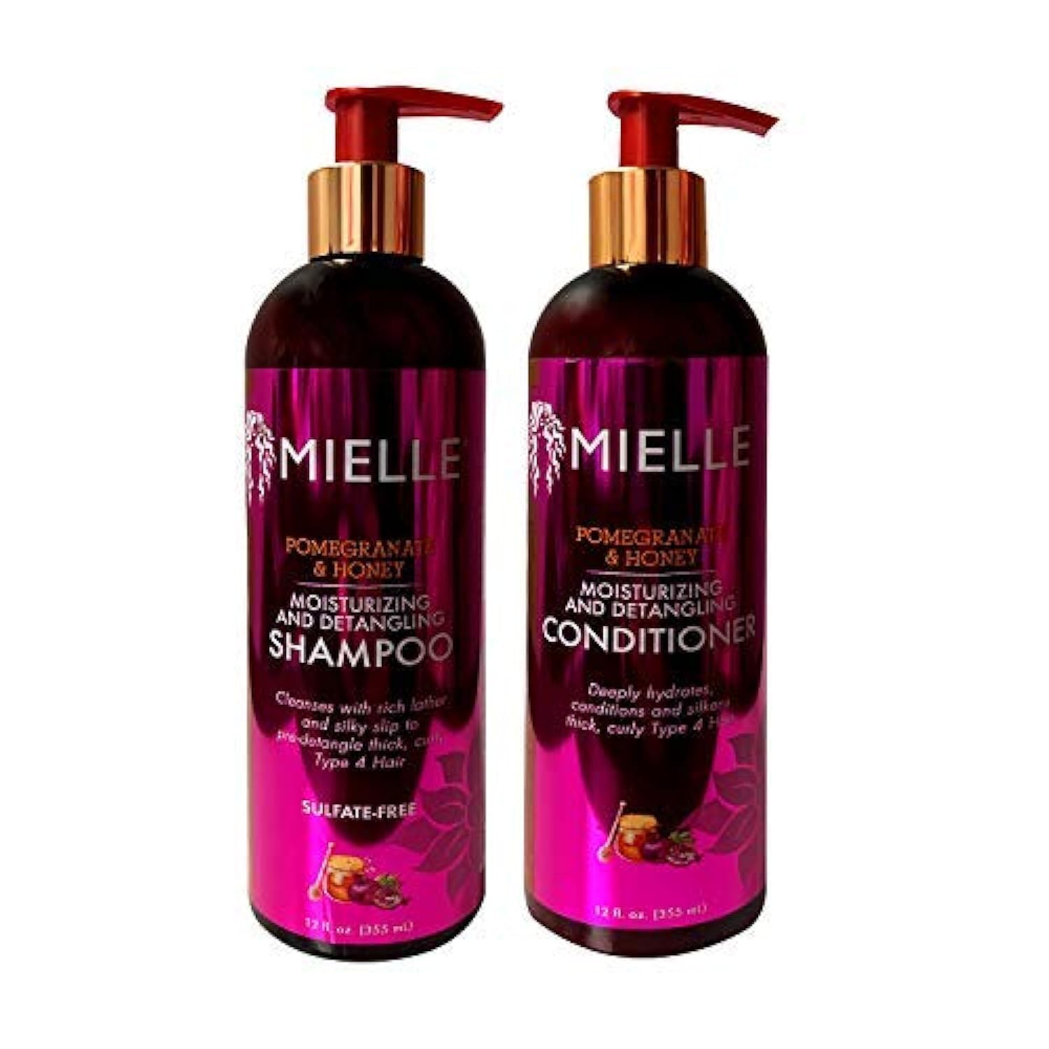 Mielle Pomegranate & Honey Moisturizing/Detangling Shampoo and Conditioner SET (12 fl. oz Each)