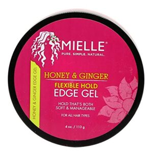 mielle flexible hold edge gel with certified organic honey & ginger (pack of 4)