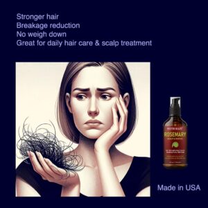 MYSTÉRE BEAUTÉ Rosemary Hair Oil for Hair Growth - Ideal for Dry Damaged Hair & Scalp with Mint, Biotin & Essential Oils - Formulated for Scalp Soothing & Hair Strengthening - 4 fl oz