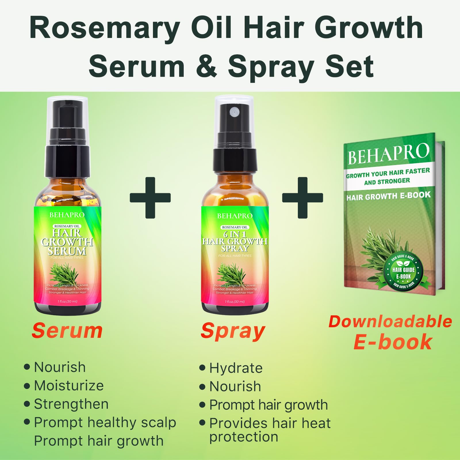 Rosemary Oil for Hair Growth,with Hair Serum for Hair Growth,Heat Protectant Spray,Biotin Argan Oil Hair Growth Products for Thinning Hair & Hair Loss Treatment,Birthday Gifts for Women Mom Her Men