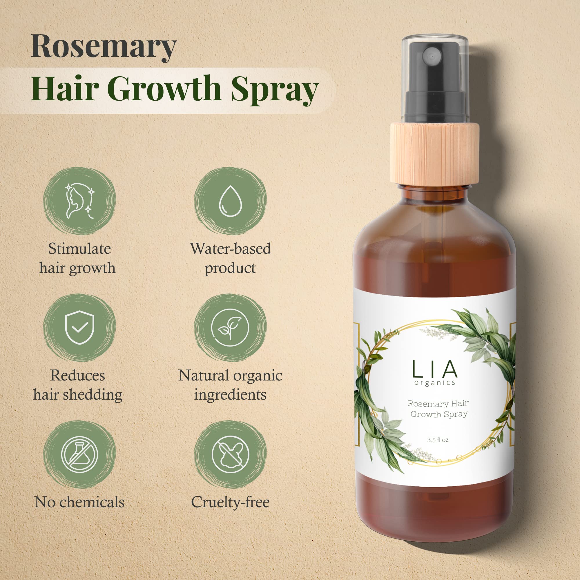 Lia Organics Rosemary Hair Growth Scalp Spray