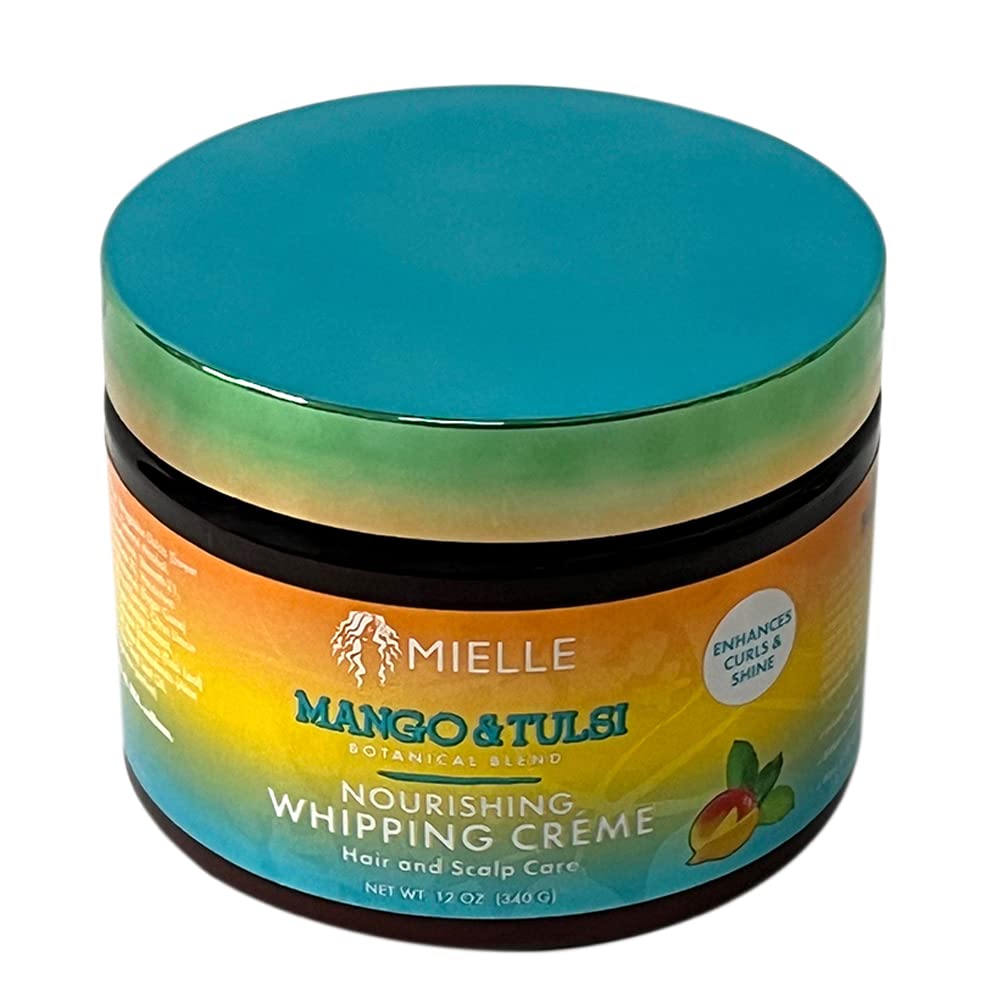 Mielle - Mango Tulsi - Nourishing Botanical Blend – Infused with Mango Butter & Tulsi Leaves – Scalp Care & Stronger Looking - Curly Hair Types – Styling Bundle Set 6 PCS