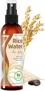 new fermented rice water for hair growth - infused with rosemary, biotin, caffeine, keratin vegan non-greasy spray naturally thicker, longer, softer men & women (4 fl oz)