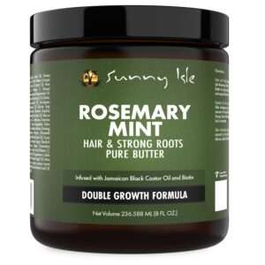 sunny isle rosemary mint hair and strong roots butter 8oz | infused with biotin & jamaican black castor oil | strengthen and nourish hair | dry scalp, split ends…