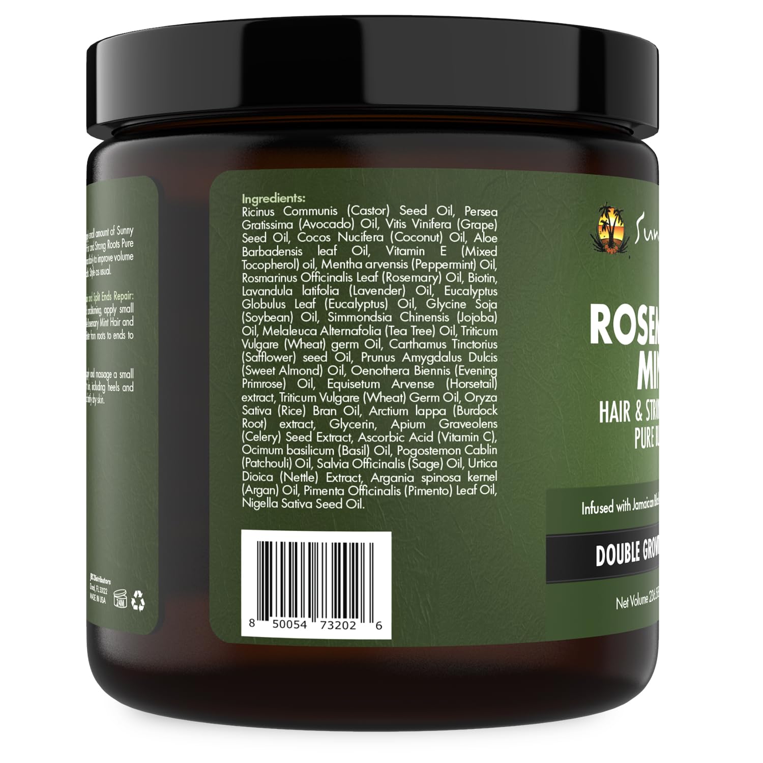 Sunny Isle Rosemary Mint Hair and Strong Roots Butter 8oz | Infused with Biotin & Jamaican Black Castor Oil | Strengthen and Nourish Hair | Dry Scalp, Split Ends…