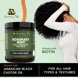 Sunny Isle Rosemary Mint Hair and Strong Roots Butter 8oz | Infused with Biotin & Jamaican Black Castor Oil | Strengthen and Nourish Hair | Dry Scalp, Split Ends…