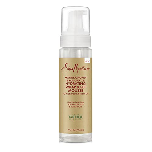 SheaMoisture Manuka Honey & Mafura Oil Wrap & Set Mousse Hydrating Made For Hold, Body, & Shine 7.5oz