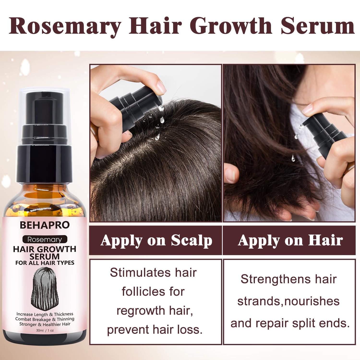 Rosemary Oil Hair Growth Serum w/Hair Growth Shampoo,Biotin Castor Oil Argan Oil Hair Growth Products for Thinning Hair & Hair Loss,Womens Gifts for Christmas Stocking Stuffers for Women Her Wife Mom