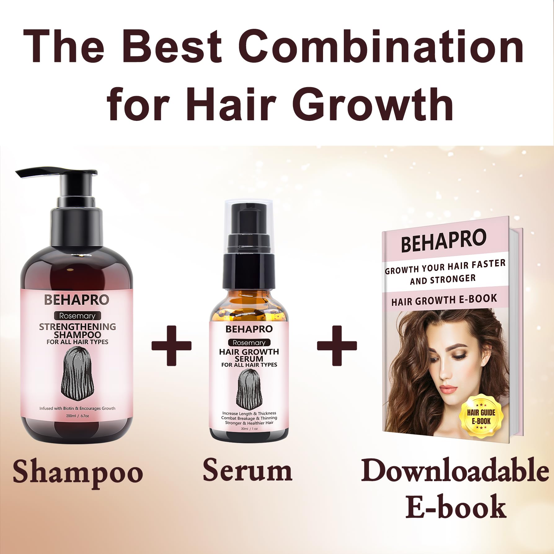 Rosemary Oil Hair Growth Serum w/Hair Growth Shampoo,Biotin Castor Oil Argan Oil Hair Growth Products for Thinning Hair & Hair Loss,Womens Gifts for Christmas Stocking Stuffers for Women Her Wife Mom