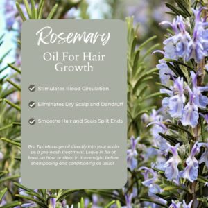 Rosemary Oil for Hair Growth by Baja Basics Organic Rosemary Oil for Hair, Moisturizing Hair Oil for Split Ends and Dry Scalp, Hair Strengthening, For all Hair Types 1 oz