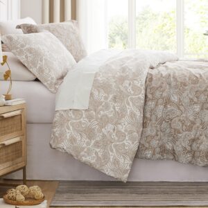 southshore fine living, inc. oversized full/queen comforter set, down alternative paisley bedspread, reversible print is 2 colors in 1, queen/full comforter & matching shams, taupe/white