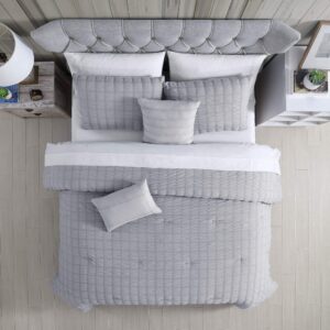 Modern Threads Kallan 5-Piece Seersucker Comforter Set Grey King