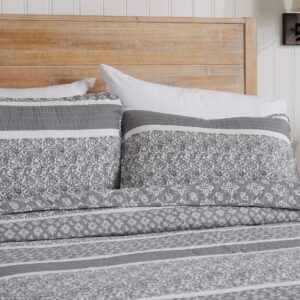 Great Bay Home 2-Piece Reversible Grey Twin/Twin XL Quilt Comforter with 1 Sham | Lightweight, All-Season, Cozy, Modern Bedspreads | Paisley Coverlet Sets | Kadi Collection